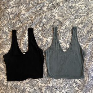 Bozzolo Blue and Black Crop Tank Tops